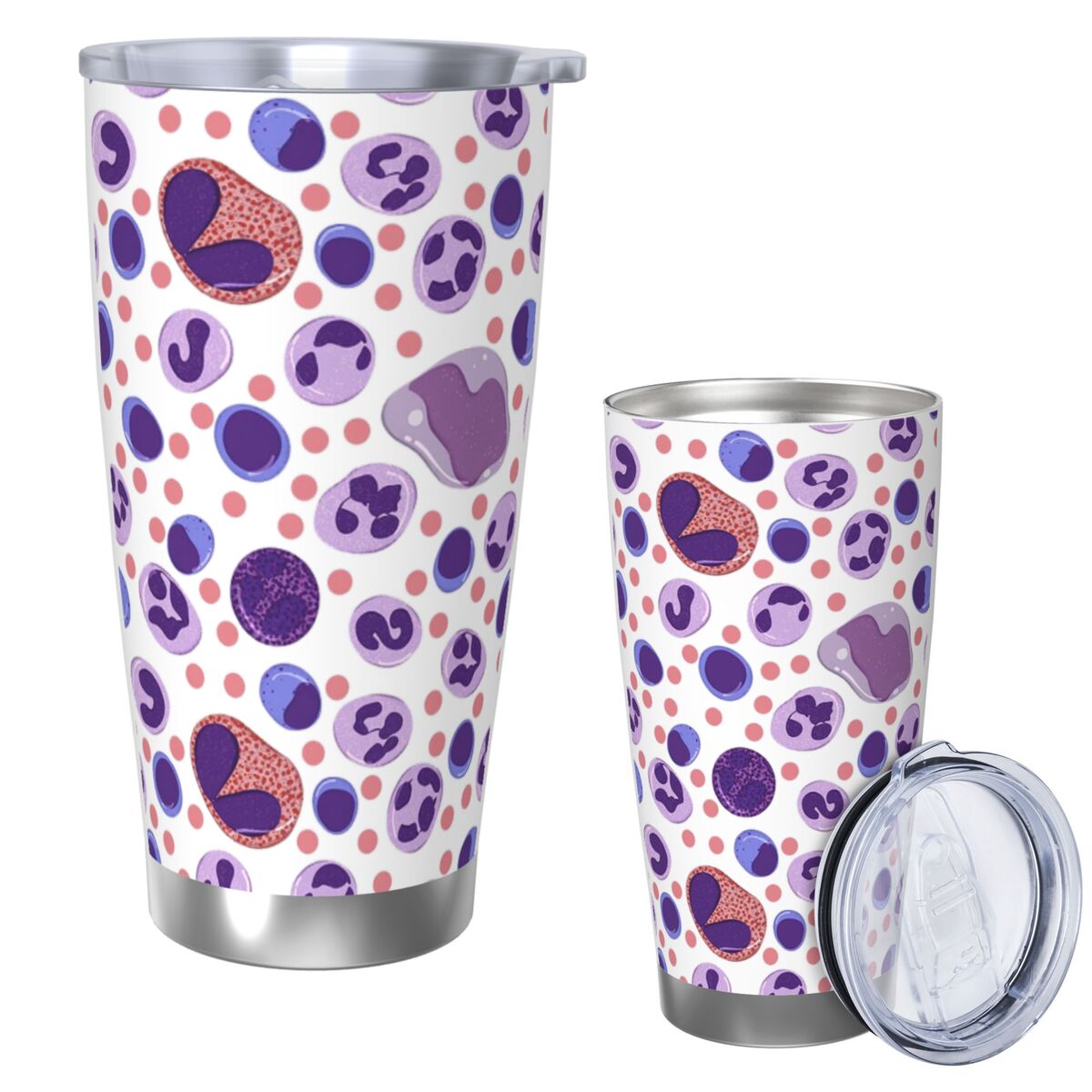 Tumbler 20Oz White - Grote witte bloedcelpatroon roestvrijstalen beker vacuüm