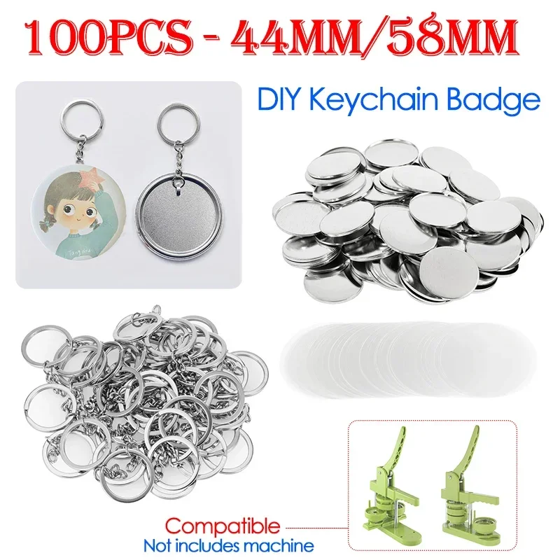 Button Badge Blank - 100PCS 44mm 58mm Sleutelhangers Badge Maken