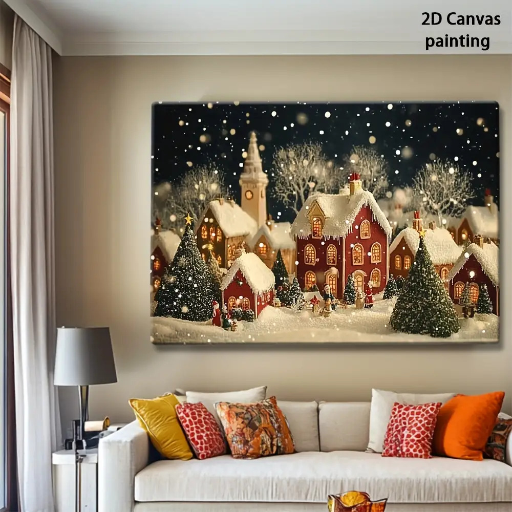 Canvas Wrap Ready - 1pc 2D retro kerstavond en de