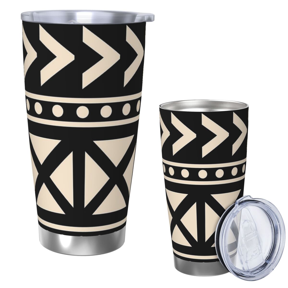 Tumbler 20Oz White - Afrikaanse Modder Doek Zwart-wit Trending Rvs