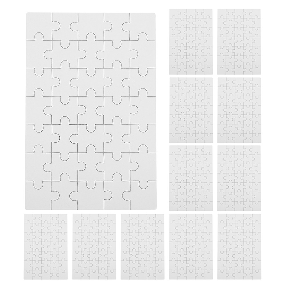 Puzzle Blank White - 12 stuks blanco sublimatiepuzzelstukjes, witte puzzelbladen