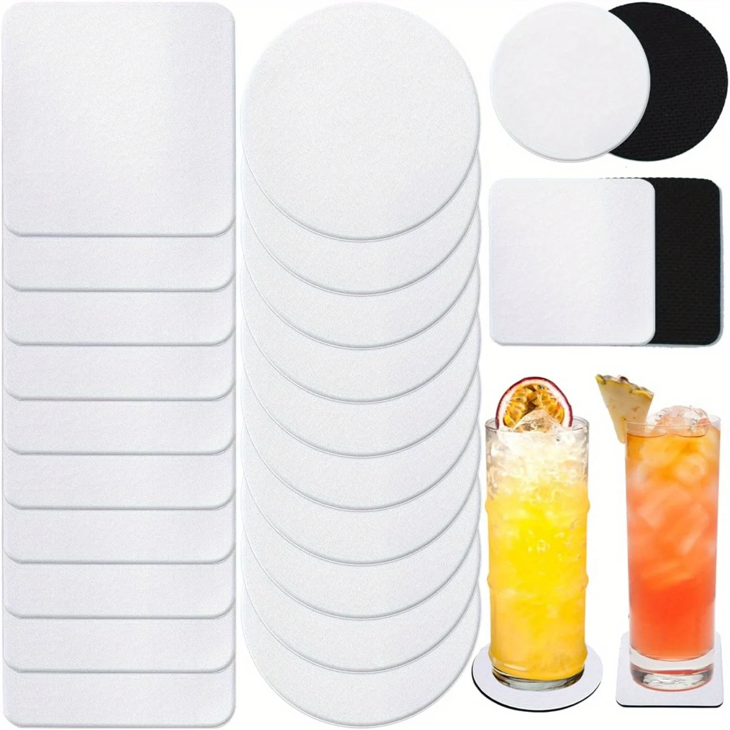 Coaster Sublimation Blank - 30/50 stuks vierkante en ronde sublimatie