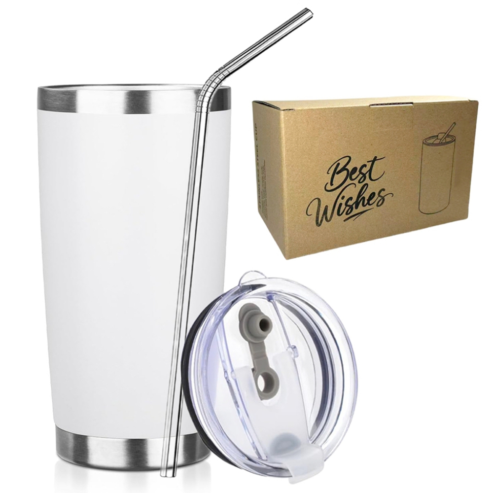 Tumbler 20Oz White - 20oz Tumbler Mok met deksel en