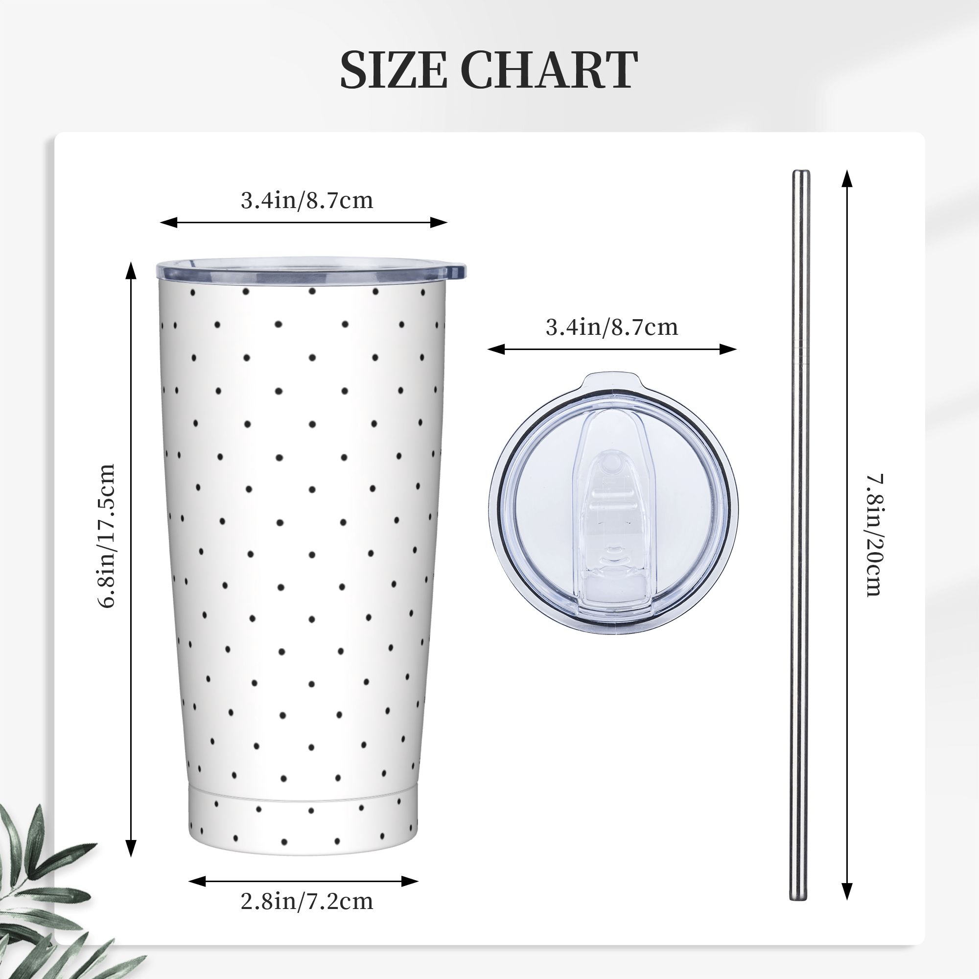 Zwart-wit polkadotpatroon roes - Tumbler 20Oz White recensie en prijs
