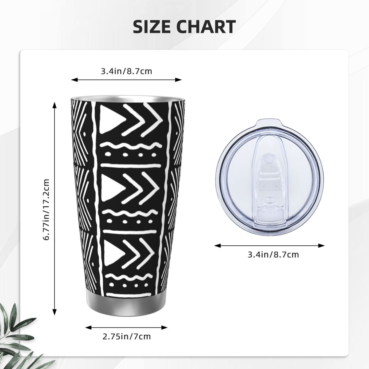 Zwart-wit Afrikaanse Bogolan T - Tumbler 20Oz White recensie en prijs