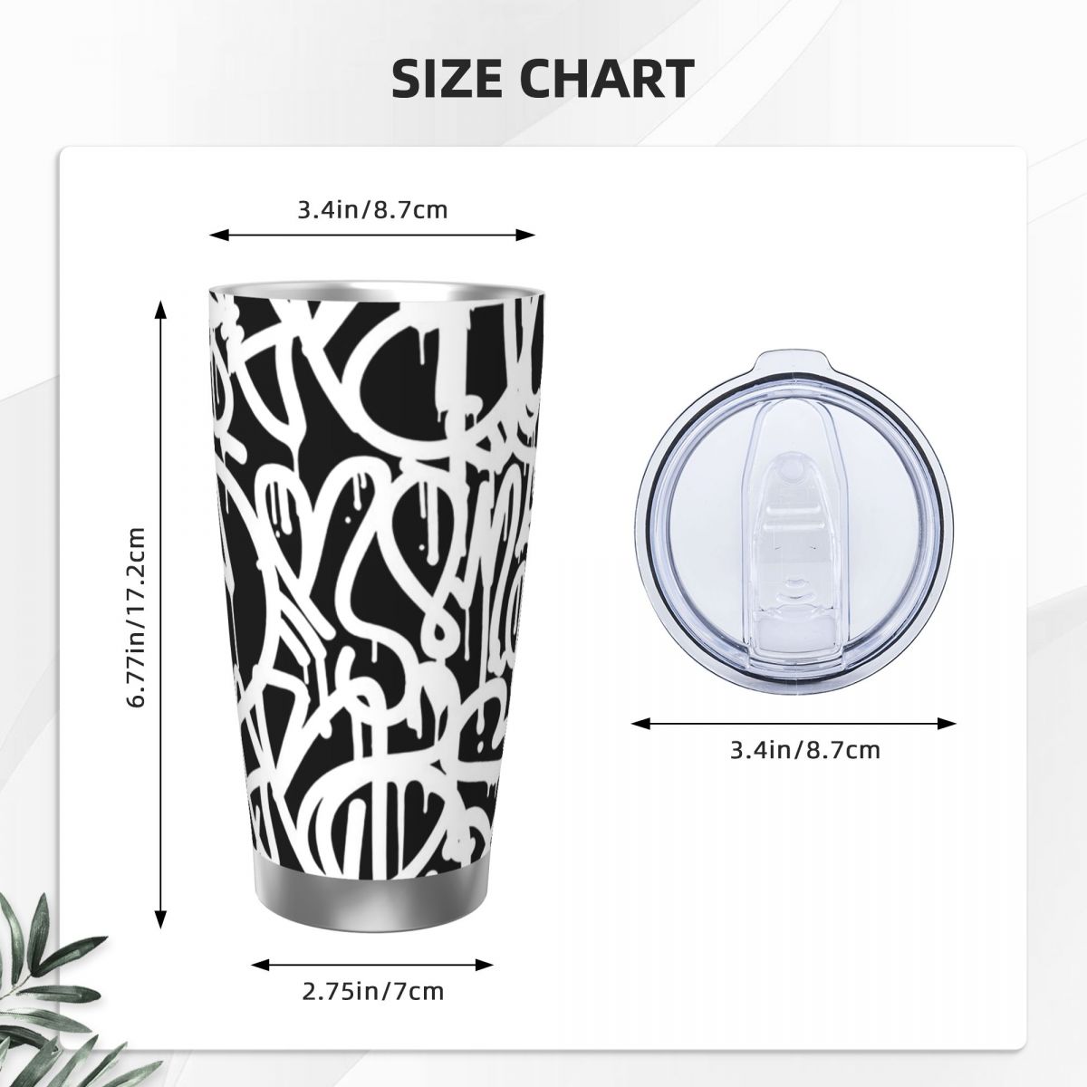 Zwart-wit Graffiti roestvrijst - Tumbler 20Oz White recensie en prijs