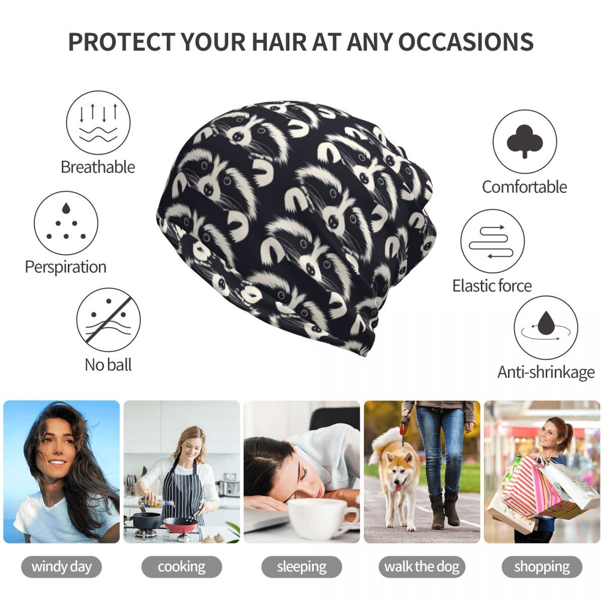 Zwart-wit wasbeer gezichtspatr - Bandana Blank White recensie en prijs