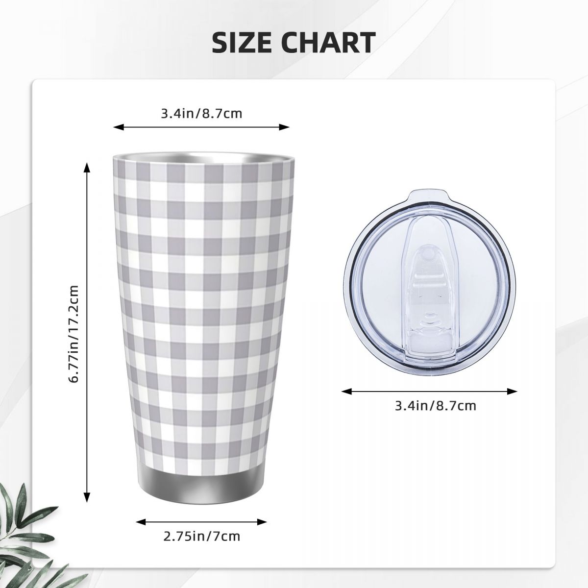 Grijze en witte gingham roestv - Tumbler 20Oz White recensie en prijs