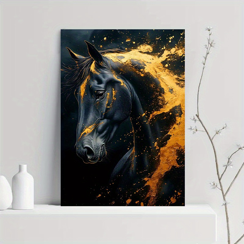 1pc elegante zwarte paard canv - Canvas Wrap Ready recensie en prijs